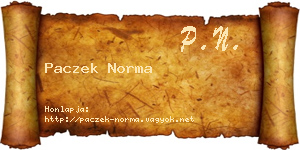 Paczek Norma névjegykártya